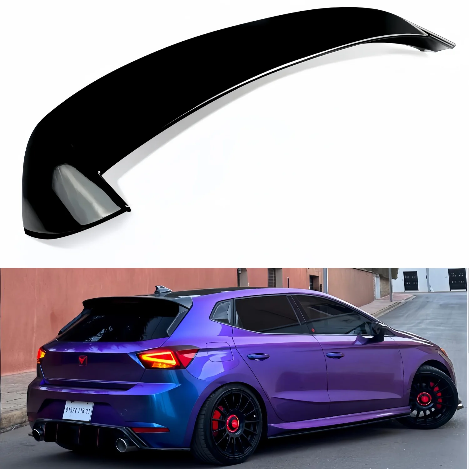 ABS Gloss Black Car Rear Roof Spoiler Wings For Seat Ibiza Mk5 6F 5-Door Hatchback 2017-2023 Tuning Rear Trunk Spoiler Bodykits