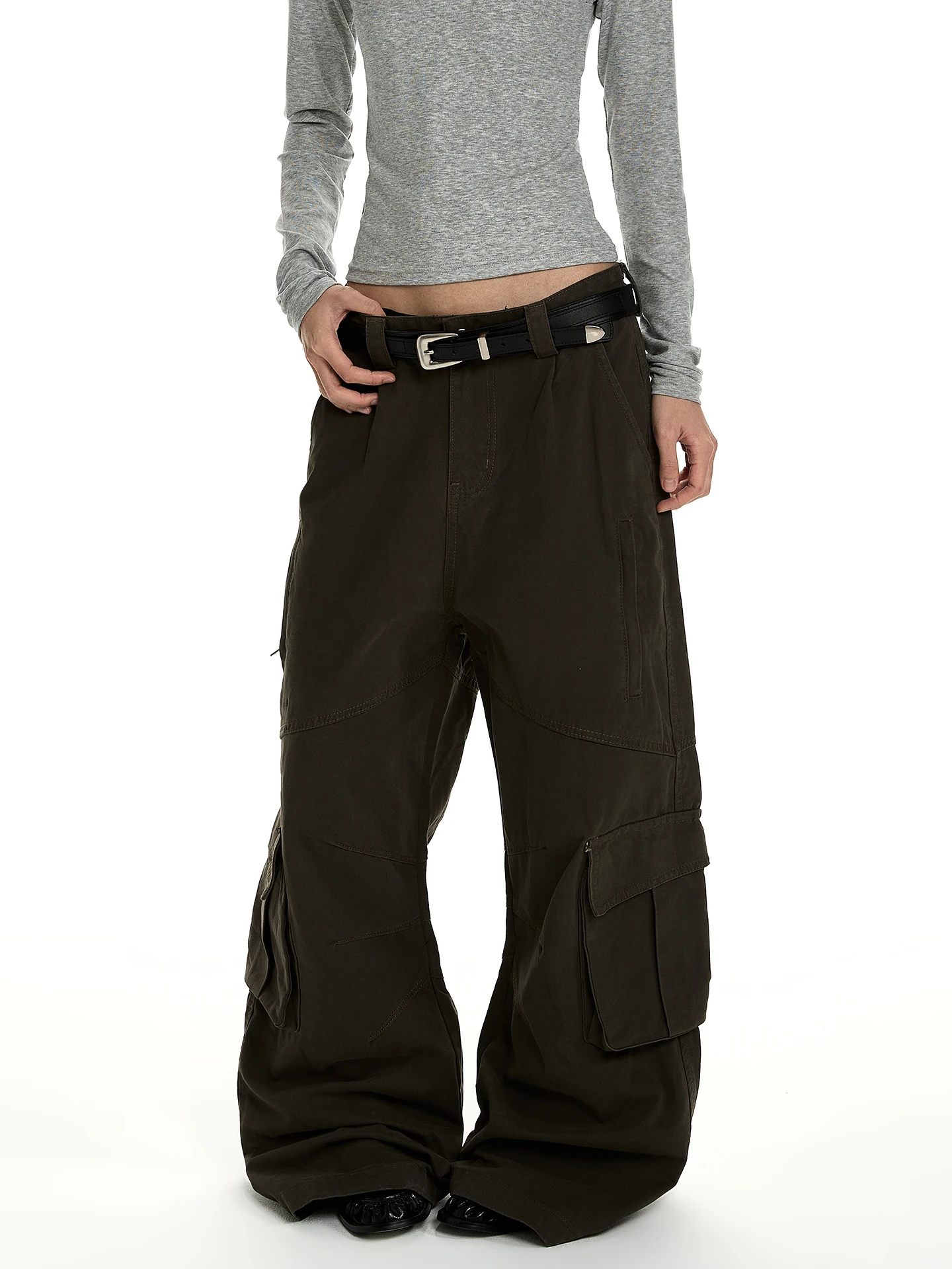 

American Style Retro Cleanfit Multi Pocket Work Pants Straight Leg Micro Flared Slimming High End Casual Trousers