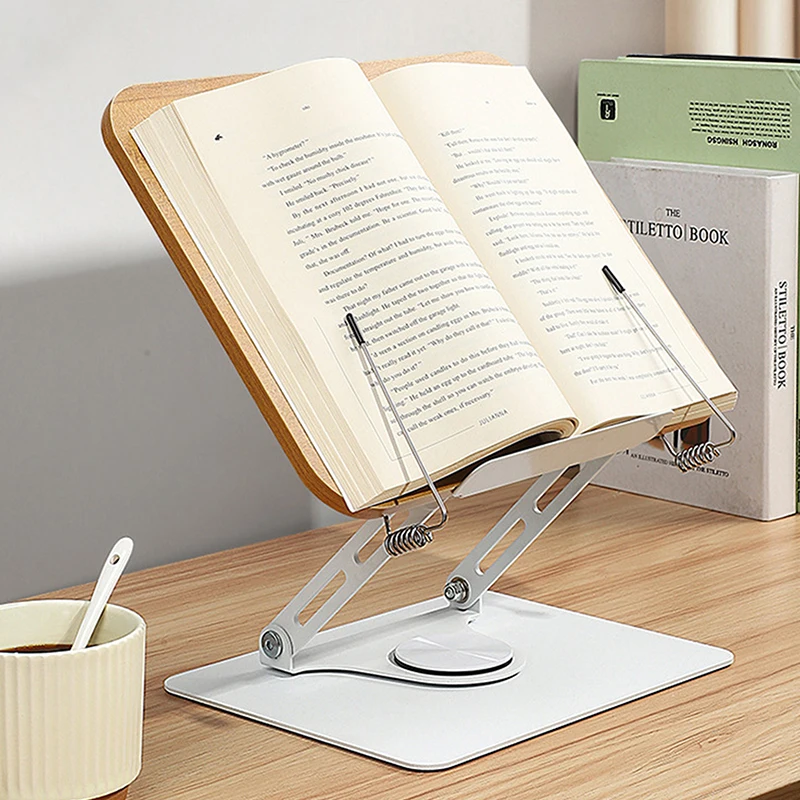 

Multifunctional Foldable And Adjustable Aluminum Alloy Reading Stand With Spring Clip For Laptops Tablets & Thick Books