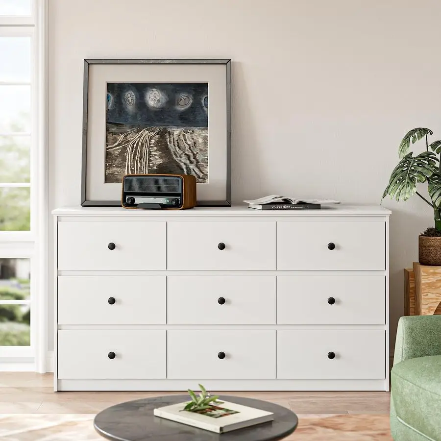 Drawers Dresserfor Bedroom, 59 Wide Modern Chest of Drawers with Ample Storage, Dresser TV Stand, Wooden Storage Organizer for L