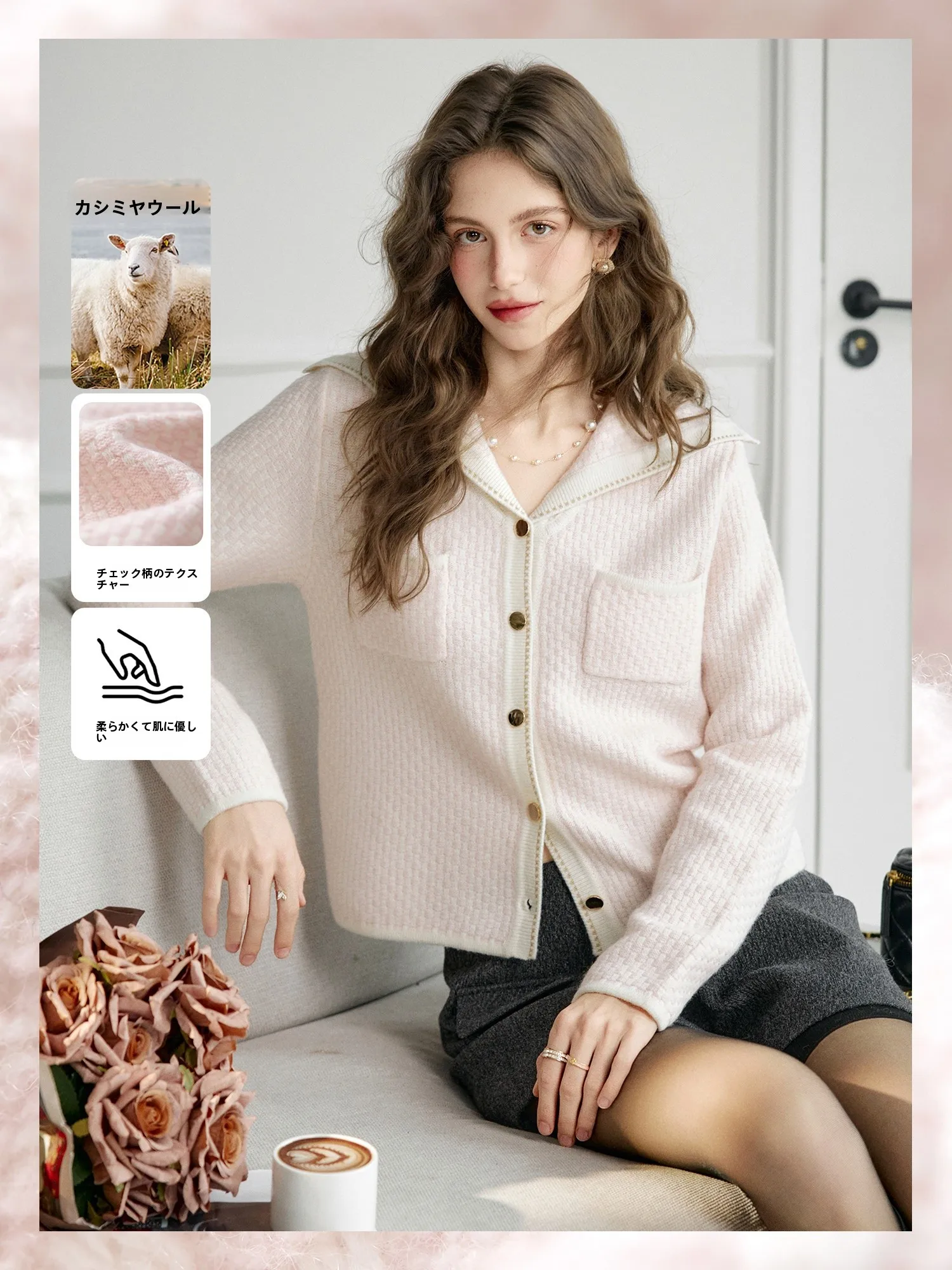 

Soft Wool Navy Collar Knitted Sweater Women's Spring Fashions Comfortable Long Sleeve Short Coat Style Warmth Assurance