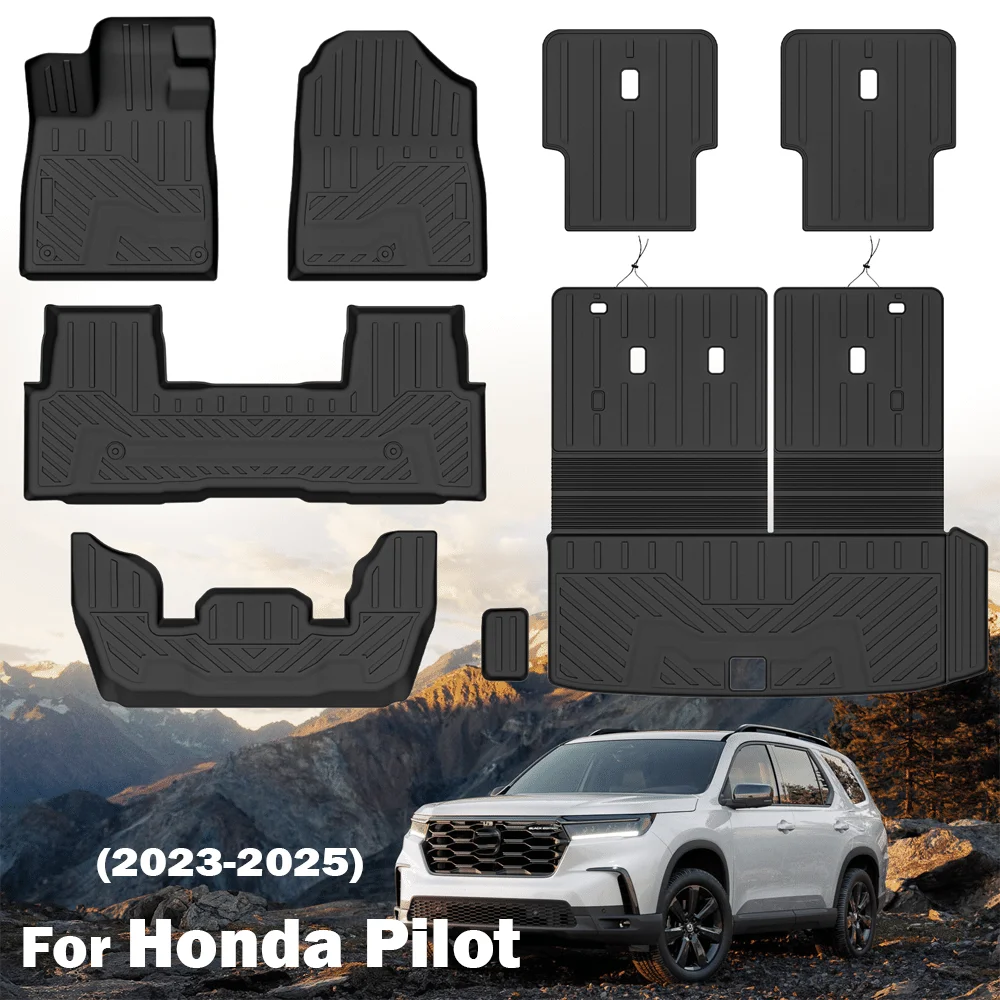 

TPE Floor Mats For Honda Pilot 2023 2024 2025 Trunk Mats Waterproof Non-slip Carpet Back Seat Protector Boot Liner Tray