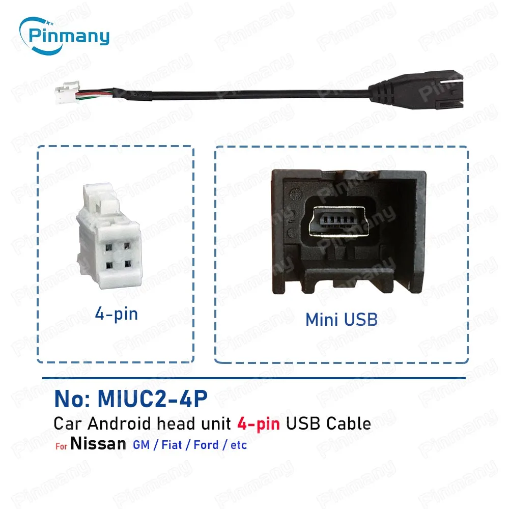 Car Android Radio Audio Connector MIUC2 4 6 Pin to Mini USB Wire Harness Cable Adapter for Nissan Chevrolet Fiat Renault Jeep