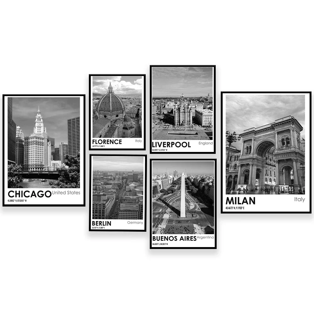 Liverpool, Buenos Aires, Rome, Naples, Florence, Amsterdam, Paris, New York, Chicago, Berlin, Milan, Italy photo travel poster