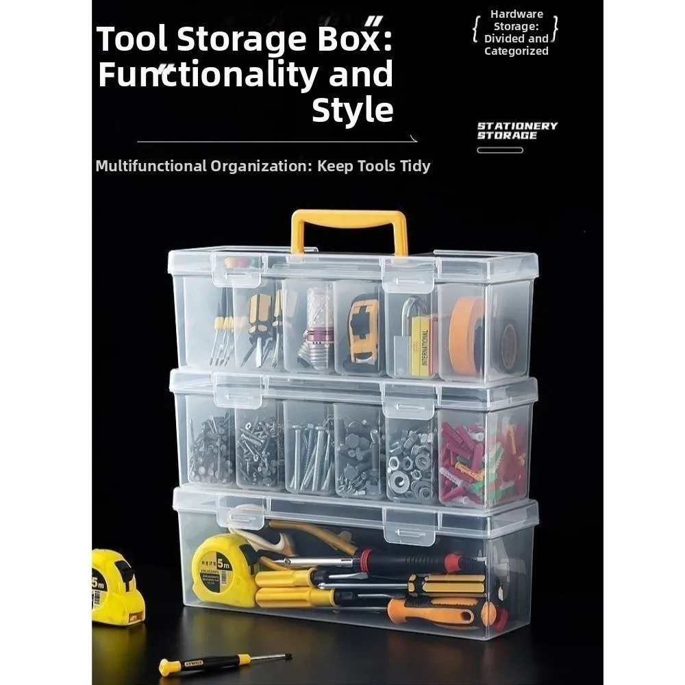 7pcs Multi-Compartment Tool Parts Storage Box Set Wear Resistant Waterproof Transparent Portable Tool Organizer Large Capacity