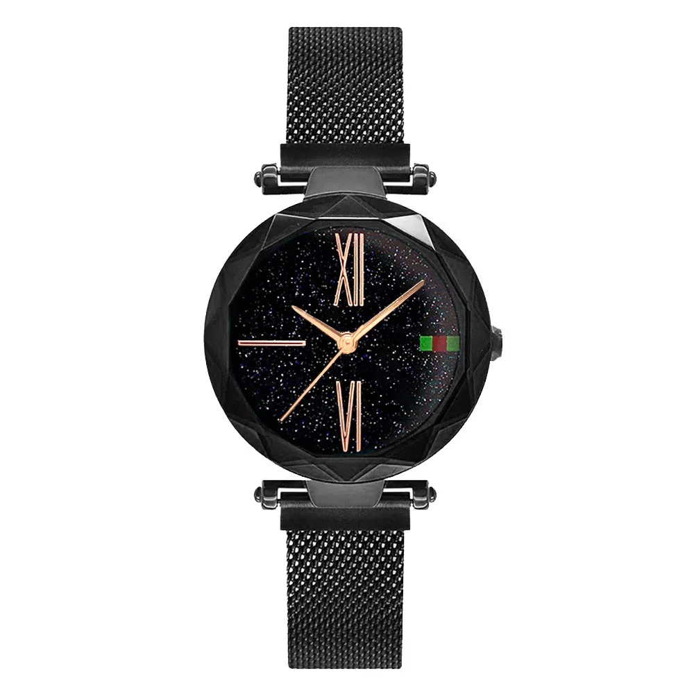 Montres de luxe en or rose pour femmes, minimaliste, ciel étoilé, aimant, mode décontractée, montre-bracelet féminine, étanche, chiffre romain