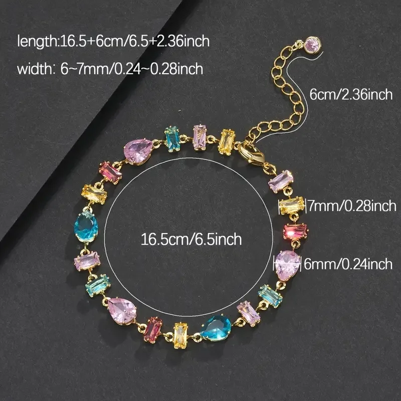 

Girl's Adjustable Bohemian Bracelet with Colorful Oval Geometric Design Synthetic Gemstones Jewelry Gift