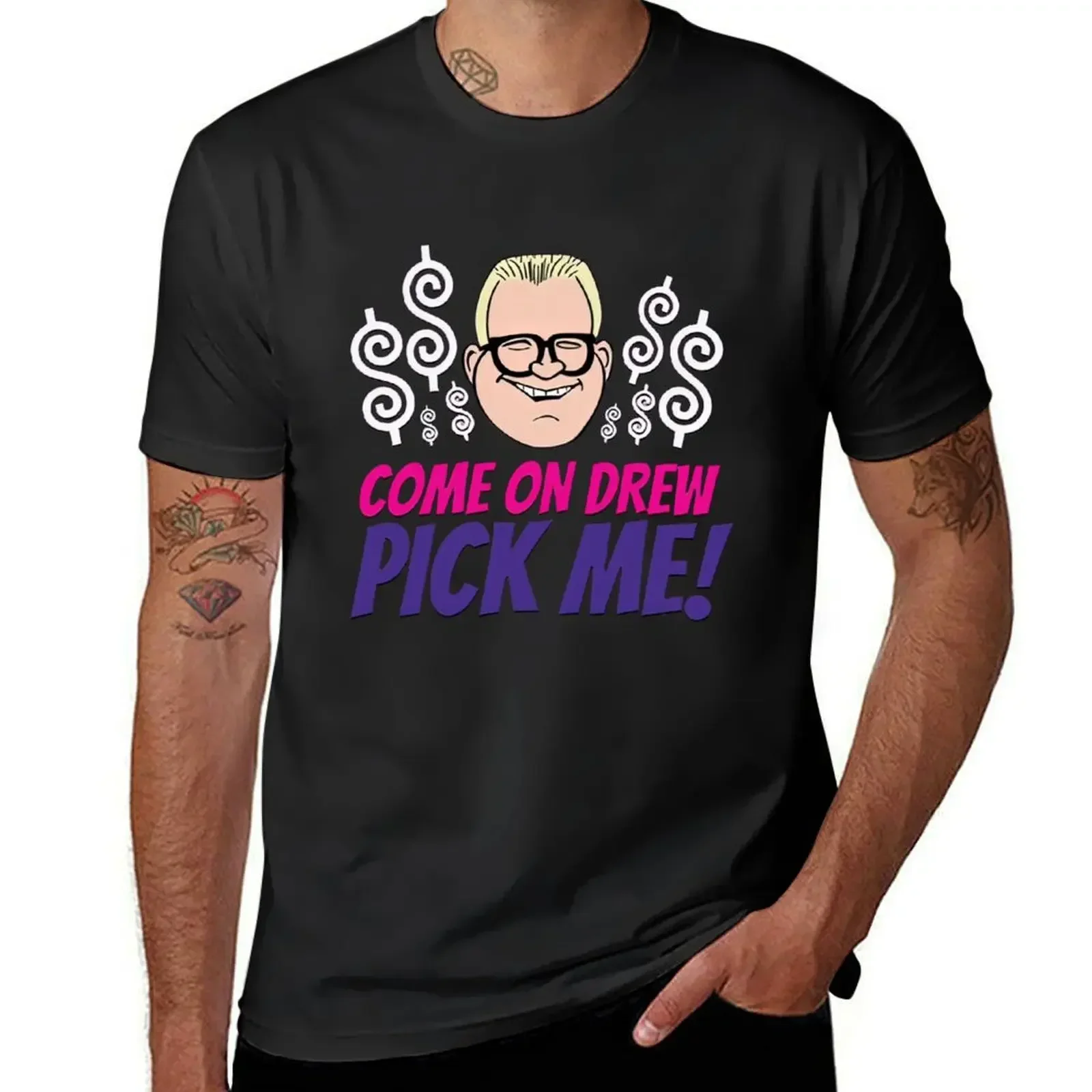 

Come On Drew Pick Me Cartoon T-Shirt plus sizes blue archive shirts graphic tee men