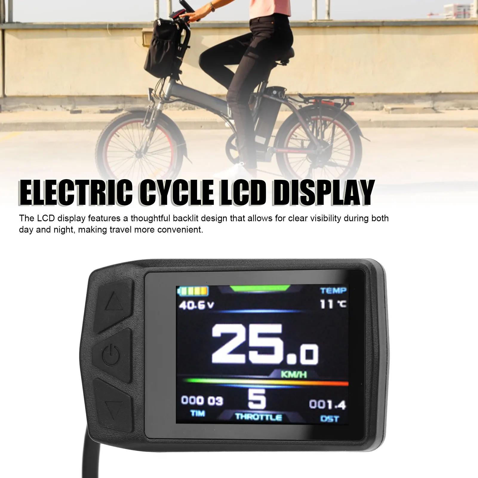 

Electric Cycle LCD Display Clear Backlit Long Lasting Durable Electric Scooter LCD Display Panel with USB Charging Port 24-48V
