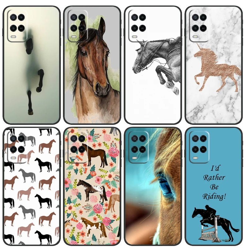 Horse Pony Pattern Case For OPPO A96 A76 A16 A98 A78 A58 A18 A15 A17 A77 A5 A9 A74 A94 A52 A72 A53S A54S A57S