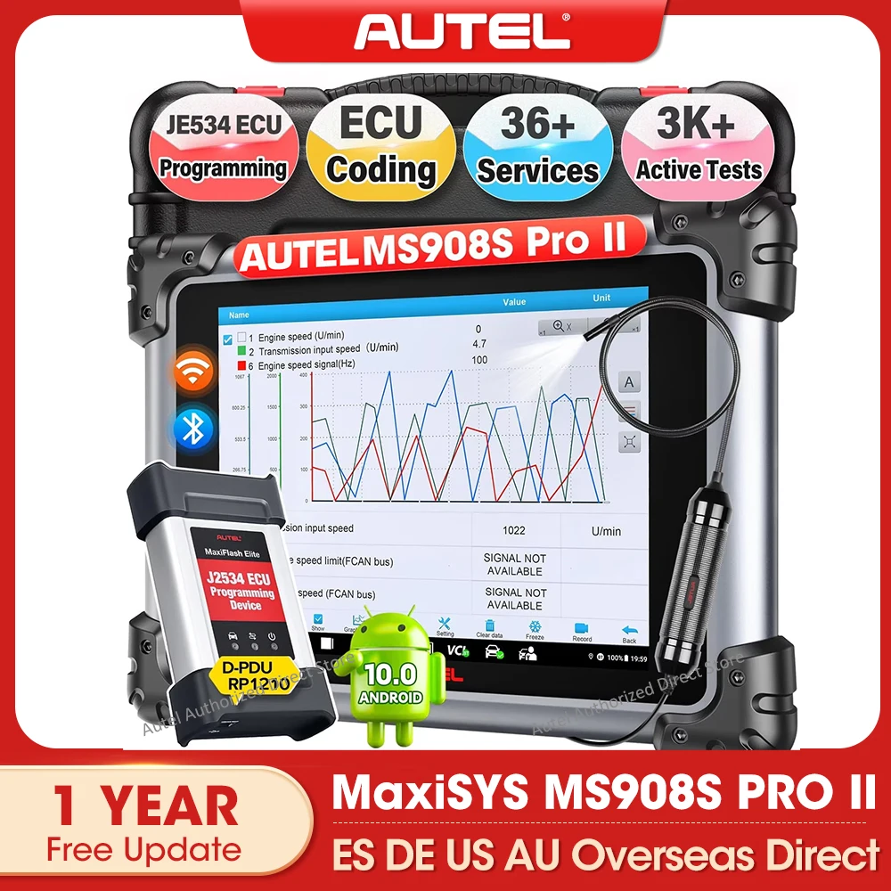 Autel MaxiSys MS908S Pro II Diagnostic Scan Tool ECU Online Programming , Full Diagnosis, 36+ Reset, Bi-Directional OBD2 Scanner