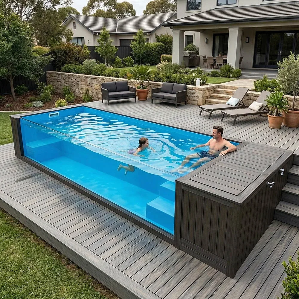 Prefab Pool Container Pool Shipping Container Above Ground Inground Swimming Pool with Glass Window