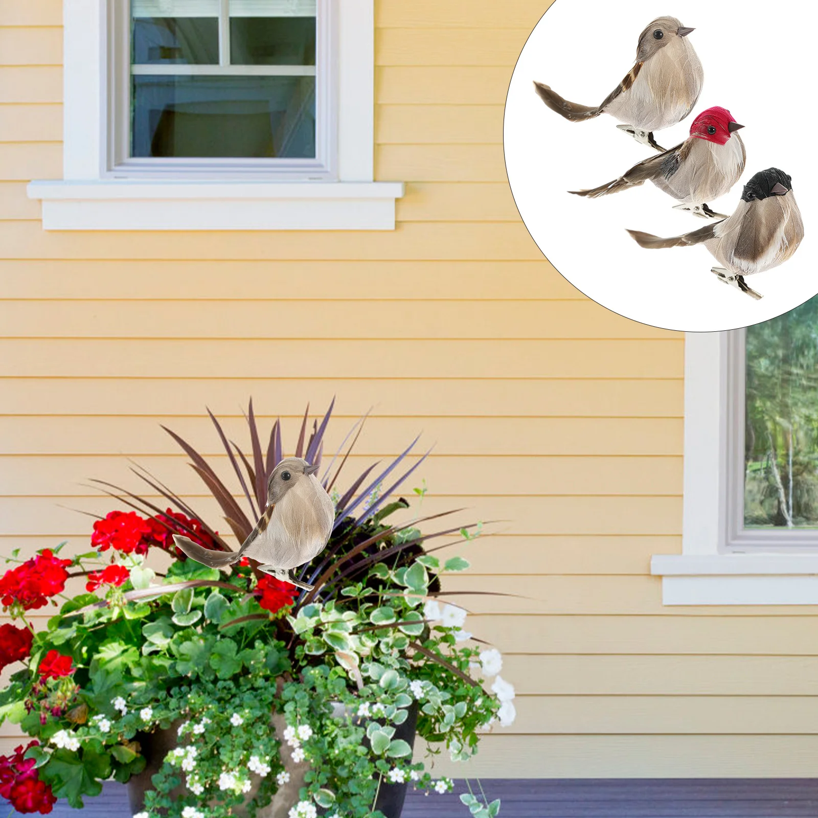 

Artificial Sparrow Bird Garden Home Decoration Colorful Fake Bird Ornament Craft Props for Flower Arrangements Wedding