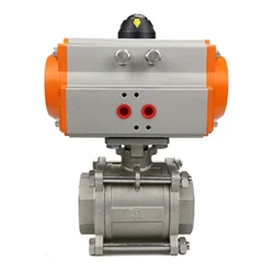 DN8 DN10 DN15 DN20 DN25 DN32 DN40 DN50  Three Piece Pneumatic Ball Valve With High Platform 304 Double Acting Cylinder