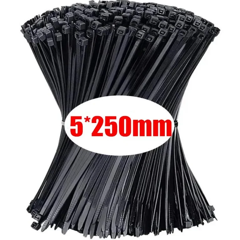 1000/100PCS Self-locking Plastic Nylon Tie Black Fastening Strap Cable-Tie-Set Cable Zip Tie Fastening Ring Zip Wraps Strap Tie image 3