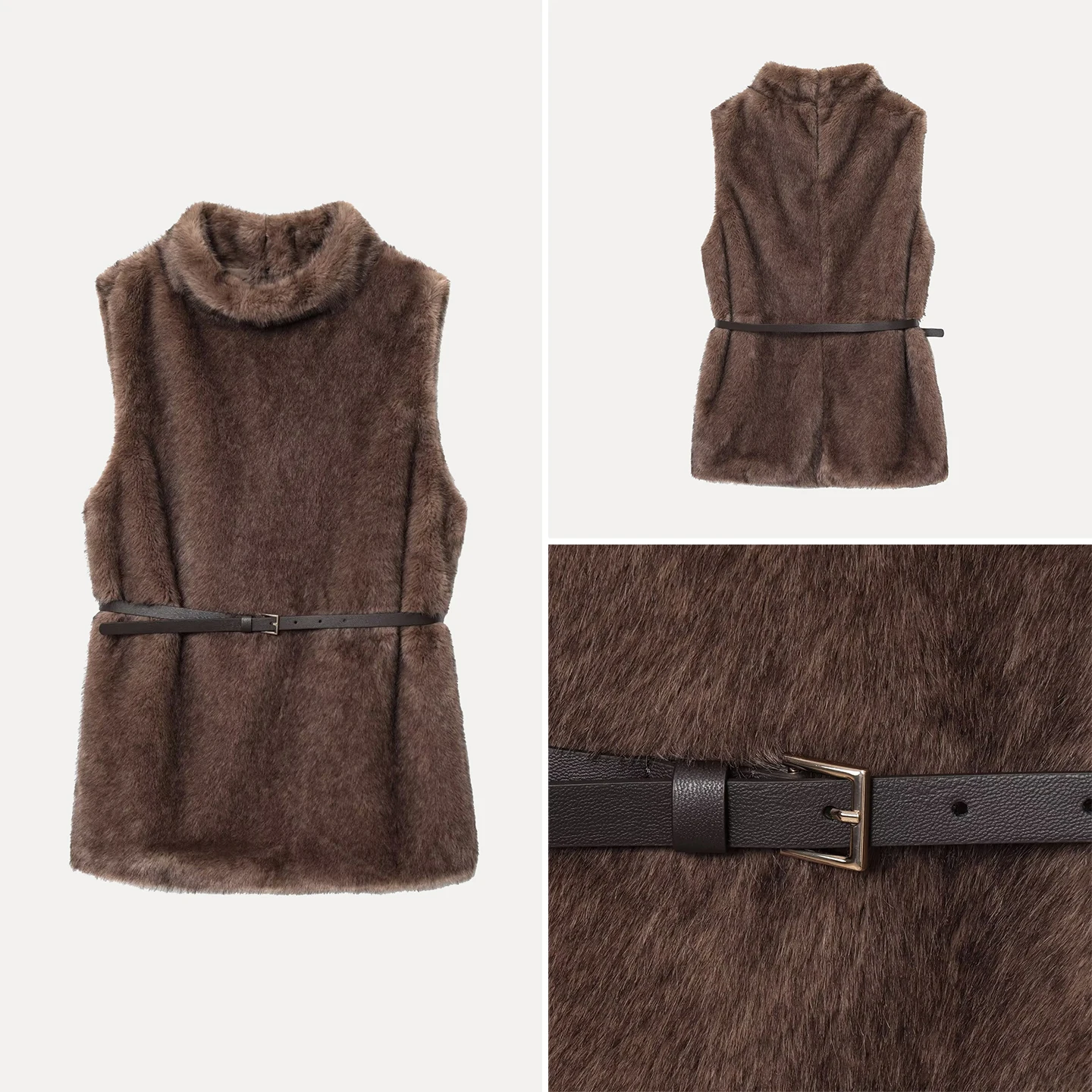 

Модный женский топ с высоким воротником и поясом, осень 2021, Old Money Sle Z, чистый цвет, средней длины