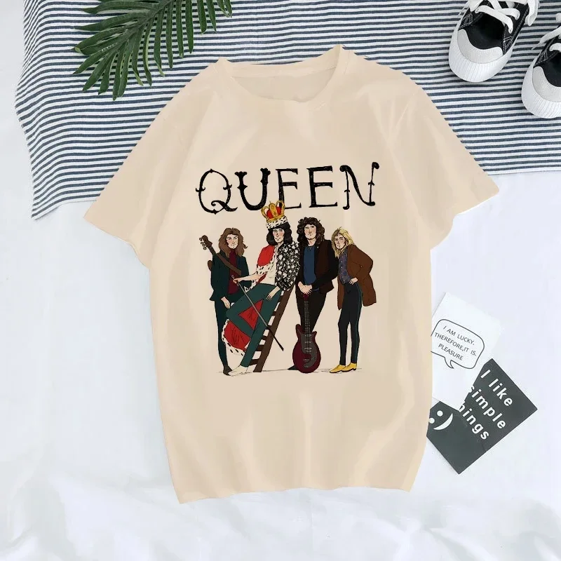 Freddie Mercury shirt Women summer short sleeve tee shirt unisex Harajuku tshirt the Queen graphic band Y2K T-shirt female 90s