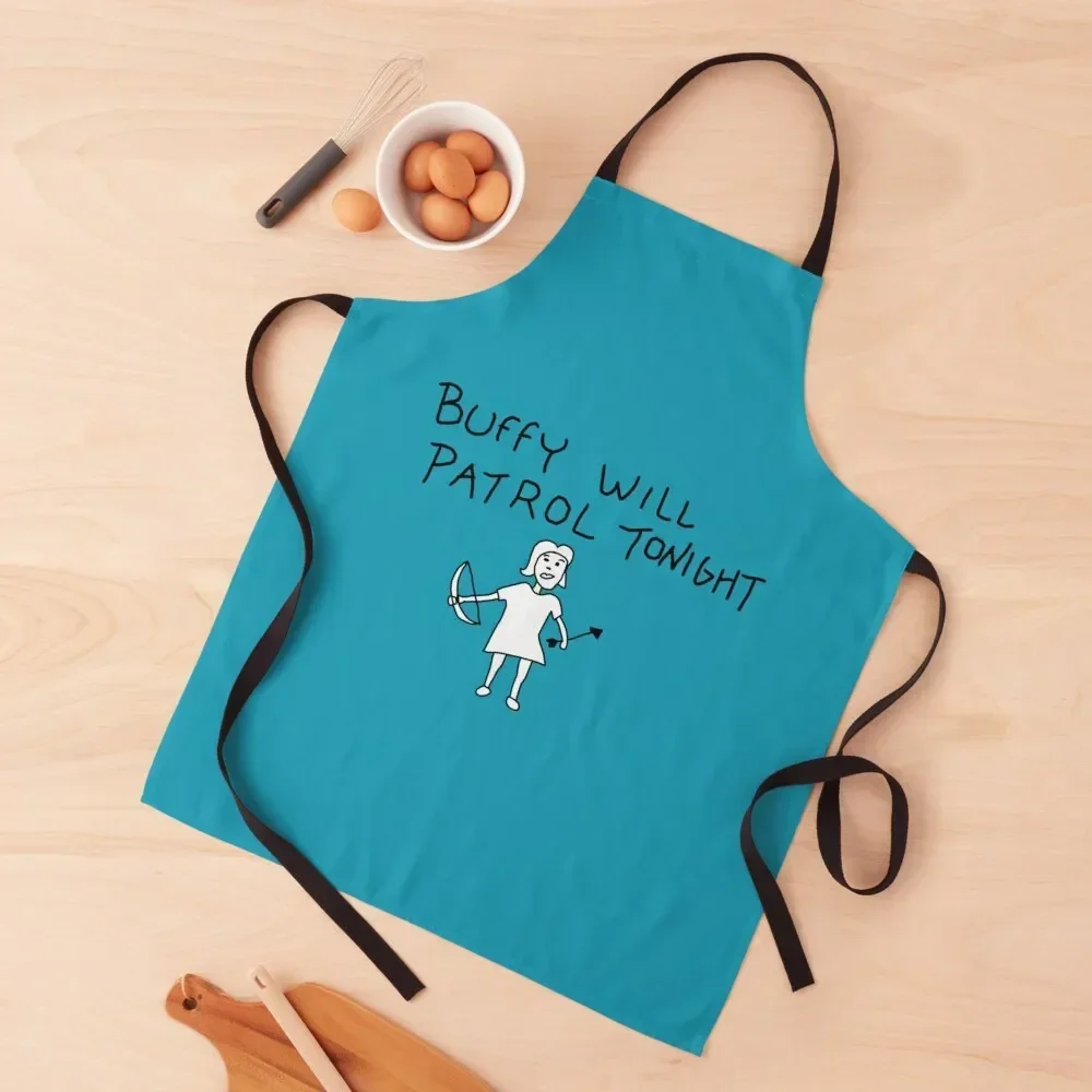 

Buffy Will Patrol Tonight Fitted T-Shirt| Slayer | Slayer T_Shirt Blanket Throw Blankets gift Apron Dress Kitchen Women Apron