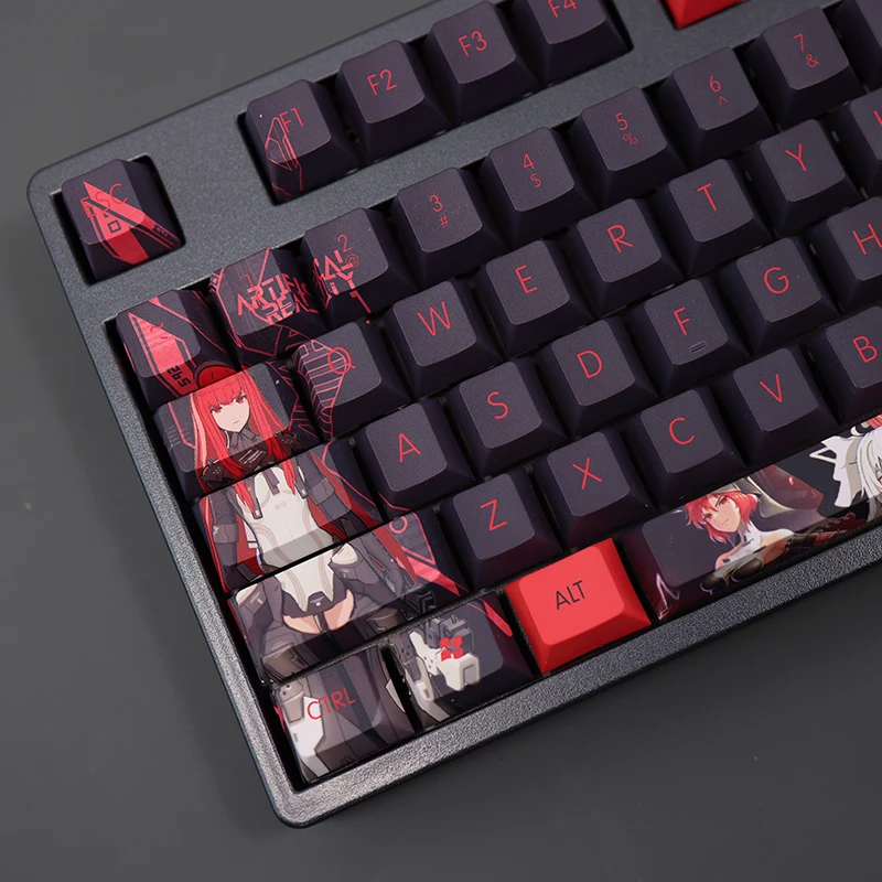 108 Keys/set GRAY RAVEN PUNISHING Vera Keycap PBT Dye Subbed Backlit Red Death Keycaps Anime Gaming Key Caps Cherry Profile