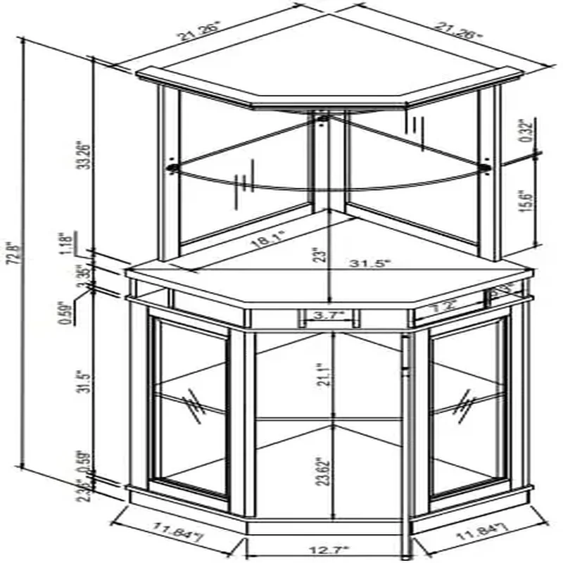 5-Bottle Corner Wine Rack Bar Cabinet for Lounge or Dining Room Storage Solution