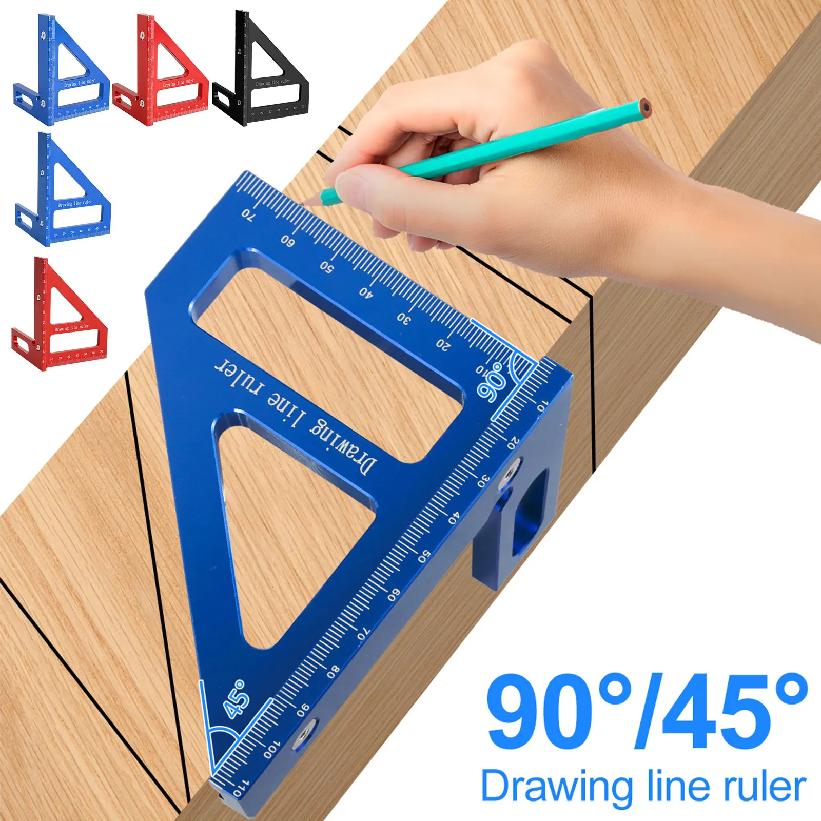 Holzbearbeitungs-Winkelmesser aus Aluminiumlegierung, Gehrungsdreieck-Lineal, hochpräzises Layout-Messwerkzeug für Ingenieure und Schreiner