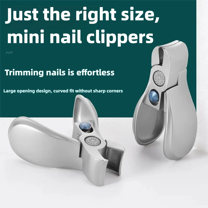 

1pcs Small Fat with Large Opening Nail Clippers Anti-Splash Mechanism Nail Clippers Stainless Steel Powder Process Nail Clipper