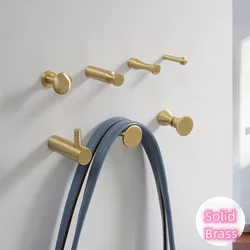 Nordic Modern Wall Mounted Hooks Solid Brass Rack Coat Caps Wall Hanger Round Individual Clothes Hooks Bathroom Accessories