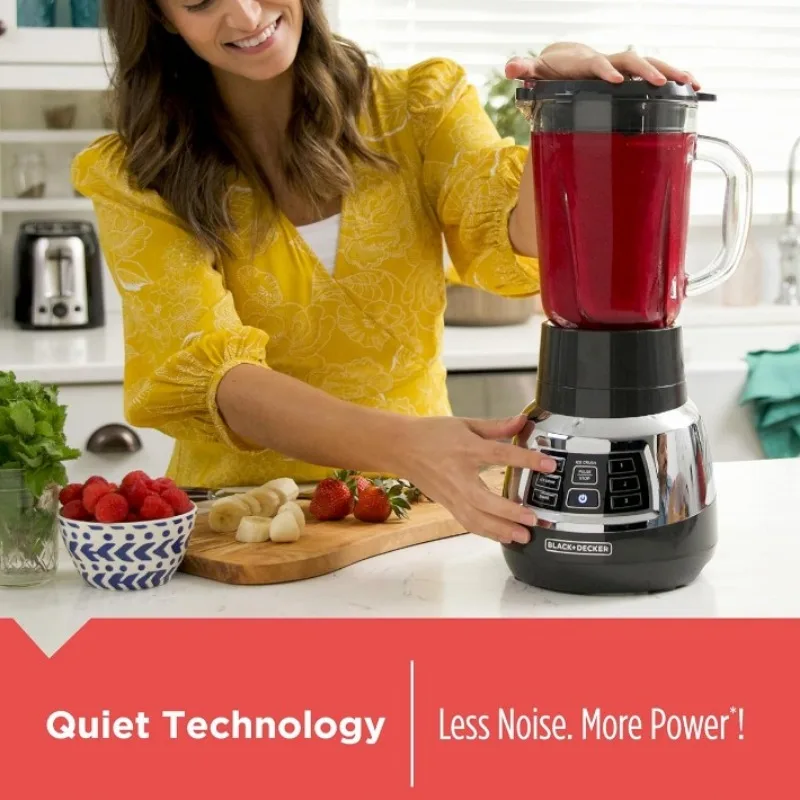 

OUIO Quiet Stainless Steel Blender with Cyclone Glass Cup