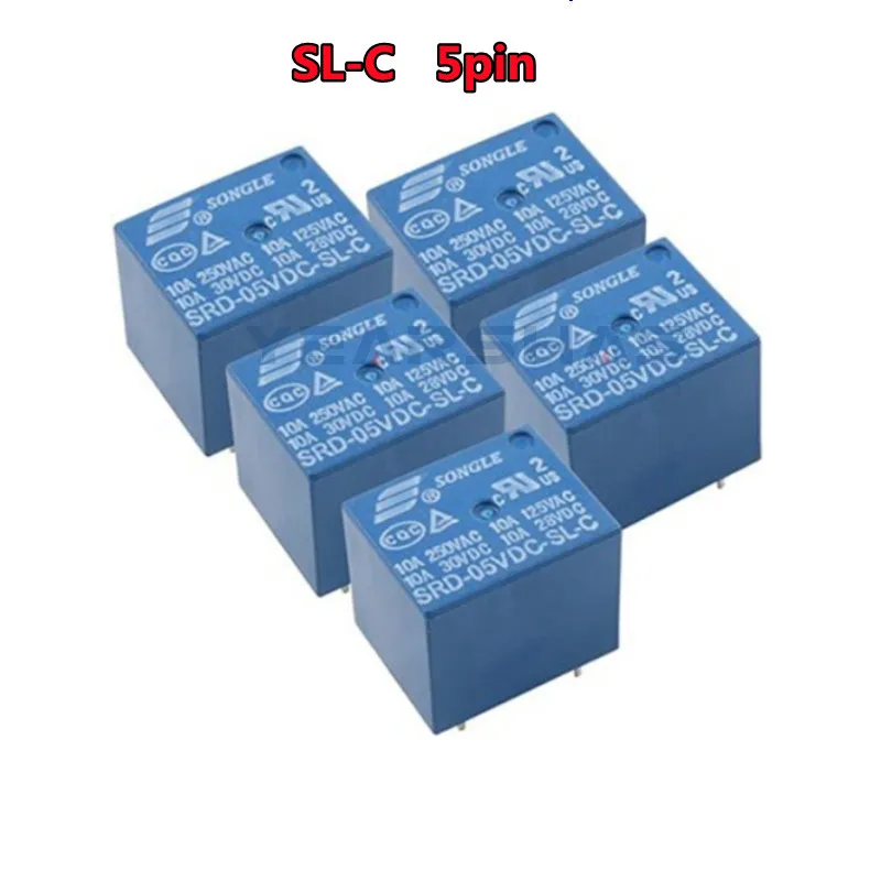 5Pcs 5V 9V 12V 24V 48V Power Relay SRD-05VDC-SL-C SRD-12VDC-SL-C SRD-24VDC-SL-C SRD 12VDC SL C 10A 250VAC 5PIN DC Relay