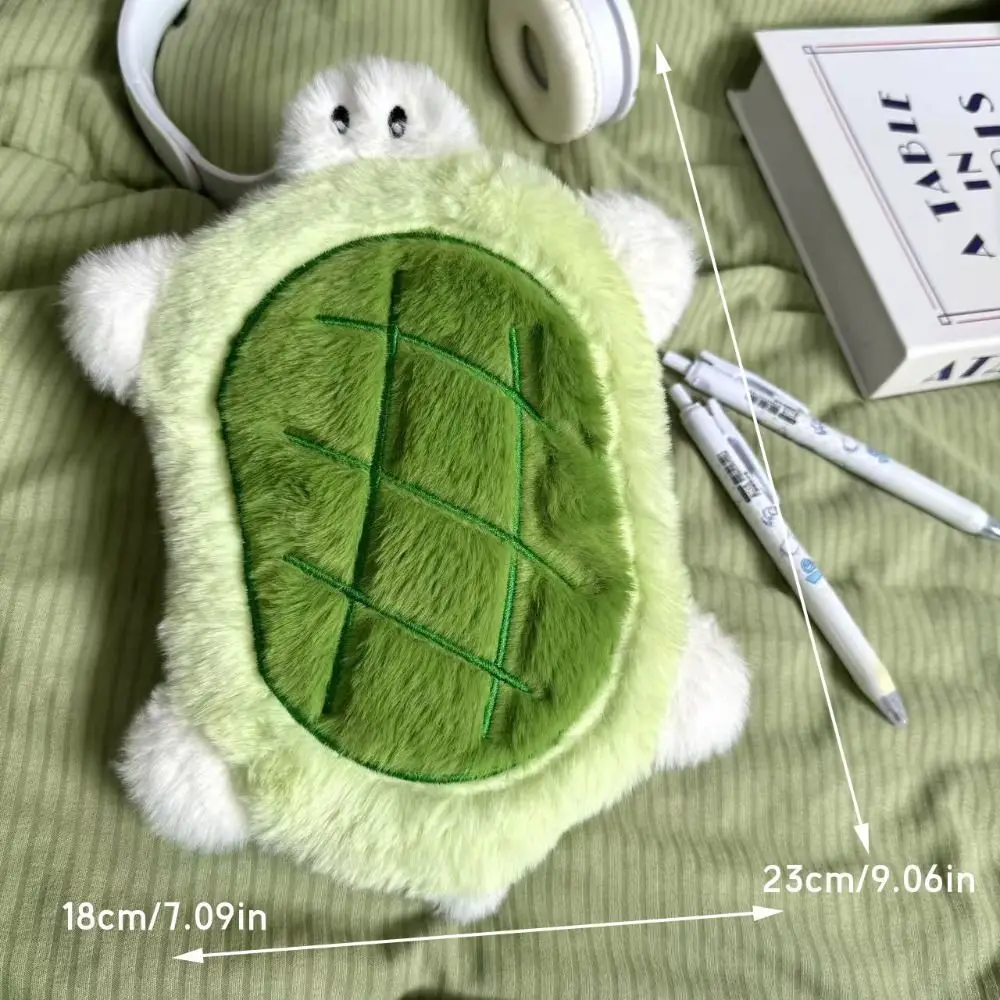 Cartoon Plush Pen Bag Little Turtle Multifunctional Stationery Bag Large Capacity Pen Box School Office