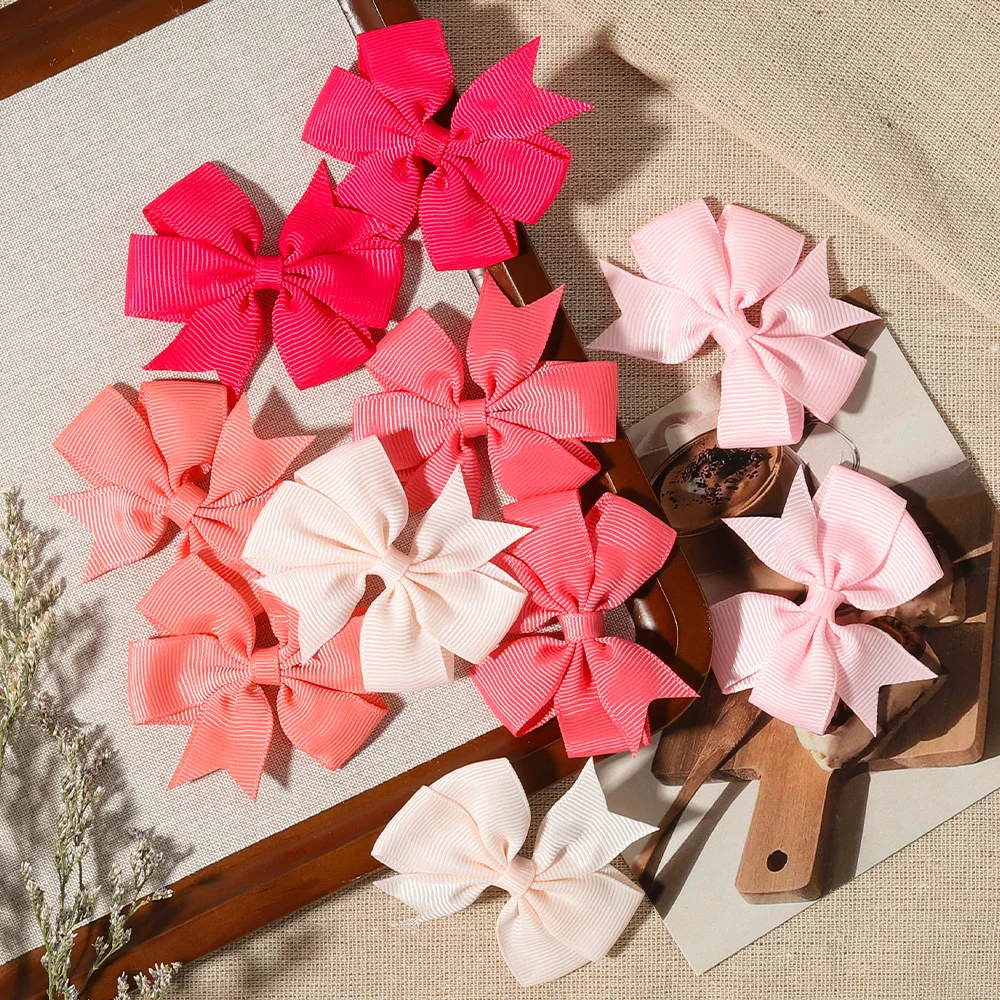 

10 шт./компл., новые милые заколки для волос с бантом и лентой для детей, банты ручной работы, заколки, заколки, головные уборы, аксессуары для волос для маленьких девочек