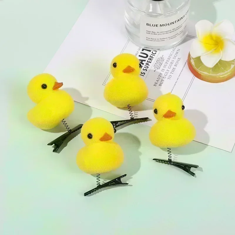 10/20/50/100Pcs/Lot Cartoon Funny Children 3D microphone Little Yellow Duck Plush Hairpin Fashion DIY Duckbill Clip Accessories