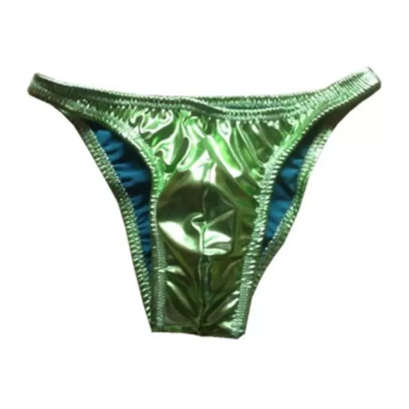Shiny Sexy Mens Underwear Fitness Competition Sporty Briefs Low Rise Metallic Coated Bodybuilder Underwear Performance Costume