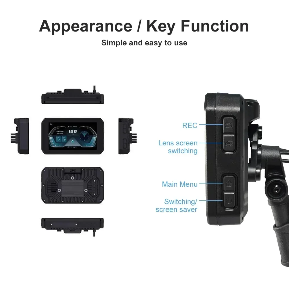 Neue 5 Zoll tragbare GPS Navigation Motorrad wasserdicht Carplay Display Motorrad drahtlose Android Auto IPX7 GPS Bildschirm Apfel