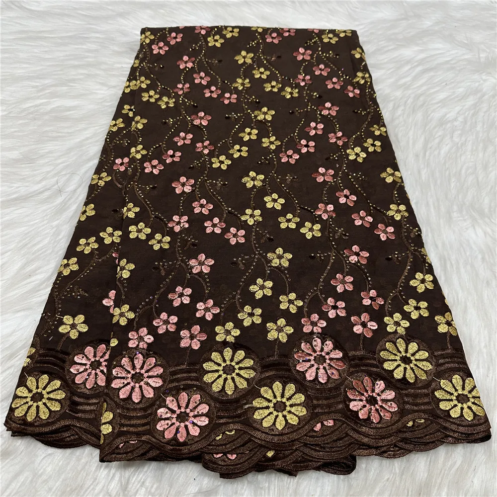 

Fashion 100% Cotton Swiss Voile Lace Fabric High Quality Nigerian Party With Stone Embroidery Gown African Lace Fabric 31A22