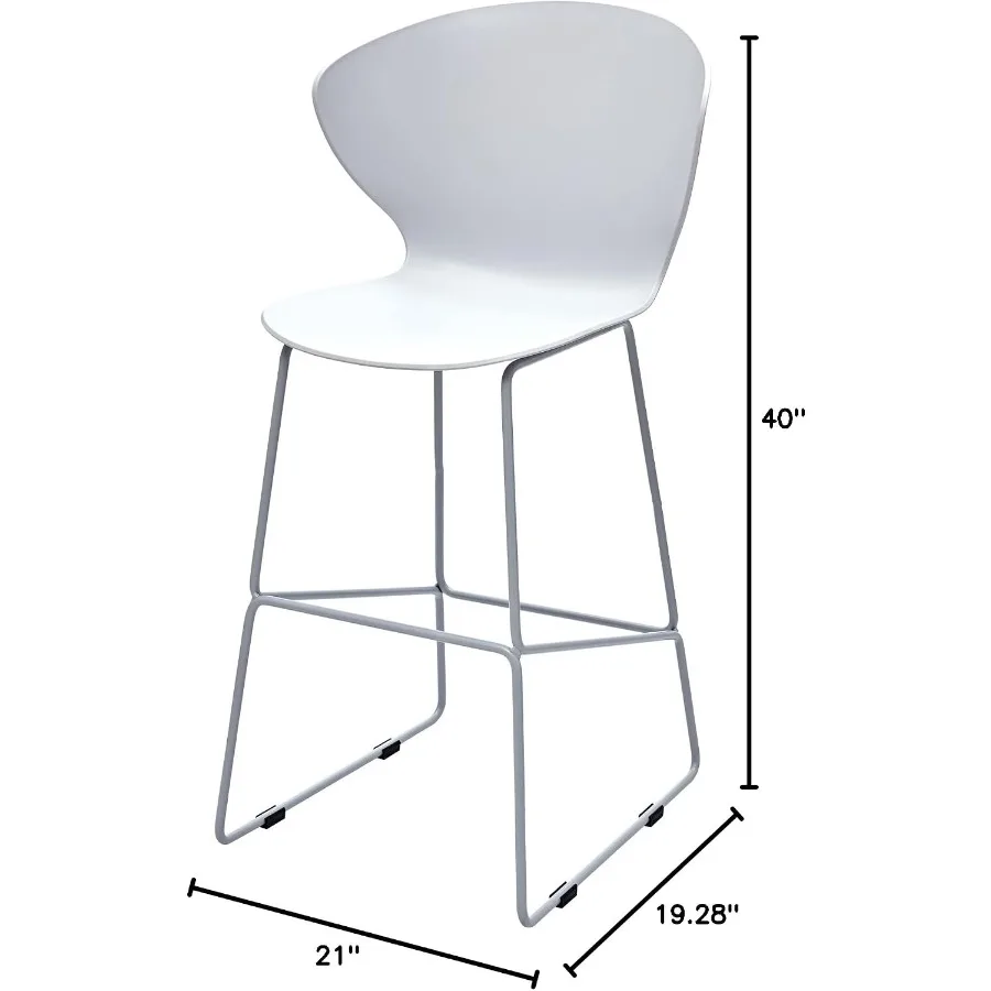 Midcentury polypropylene counter stool with metal legs for kitchen bar use, black, stackable and lightweight