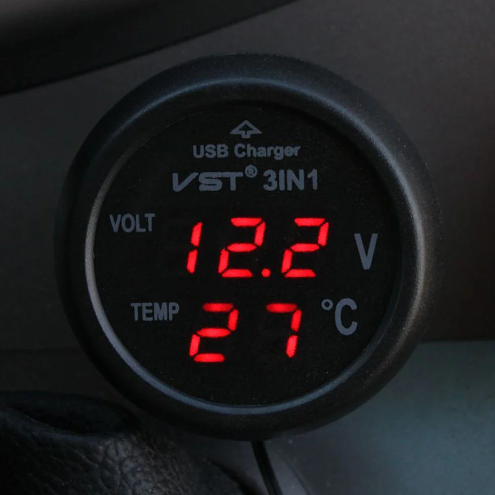 12 -24V Car USB with Thermometer Cigarette Lighter Socket Liquid Crystal Truck 12V