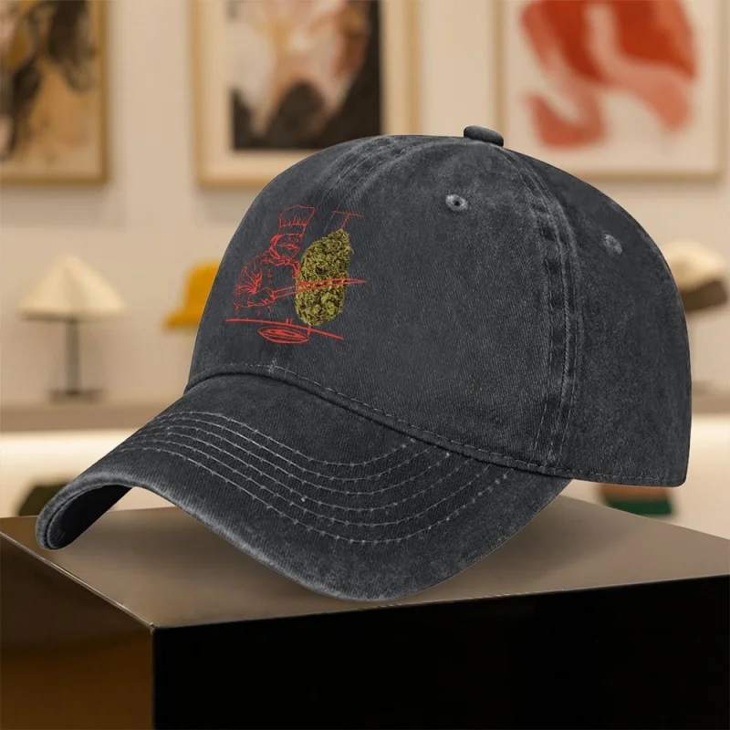 bone-de-beisebol-vintage-desgastado-com-estampa-de-chef-de-churrasco-e-folha-de-cannabis-para-homens-e-mulheres