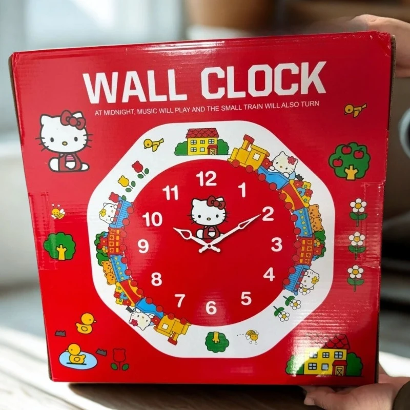 

2026 Sanrio HelloKitty Small Train Clock Octagon Wall Hanging Cartoon Anime Cute Portable Easy Read Non Ticking Durable Gifts