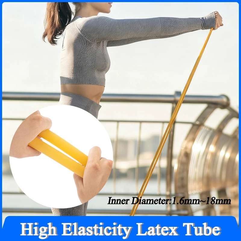 Nature Latex Rubber Hoses 1.6/2/4/6/8/10/12/14/18mm High Elasticity Band Slingshot Catapult Tube Rubber Hose Tension Belt Yellow