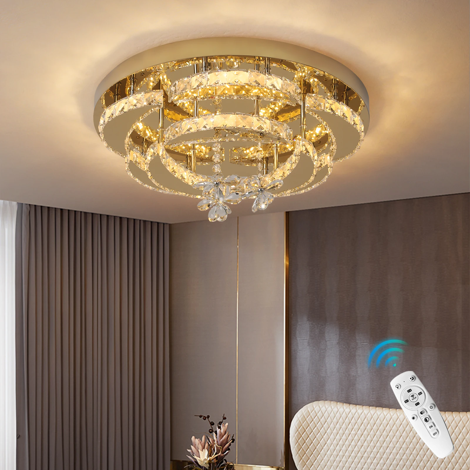 Lampada da soffitto in cristallo K9 oro di lusso Lampadario a LED dimmerabile Soggiorno moderno Sala da pranzo Decor Lampada a sospensione Lustre Apparecchio per la casa