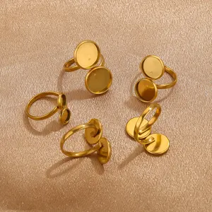 Configurações de anel de aço inoxidável ajustáveis, base em branco, cabochões de vidro, molduras de camafeu, bandeja diy, anéis em branco, descobertas de joias com 10 peças 10 principais vendas porta alianças de vidro - №10