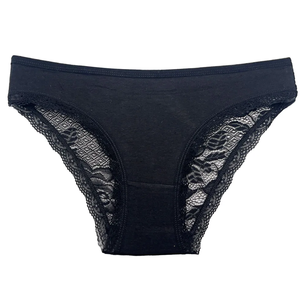 Moonflame Cotton Briefs Women Lingerie M L XL Solid Color Sexy Lace Ladies Panties