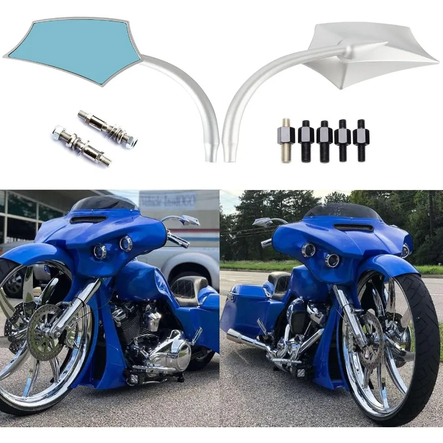 

Универсальные зеркала заднего вида для мотоцикла 8 мм 10 мм, совместимые с Harley Breakout Street Glide Road King Spostster Softail Silver