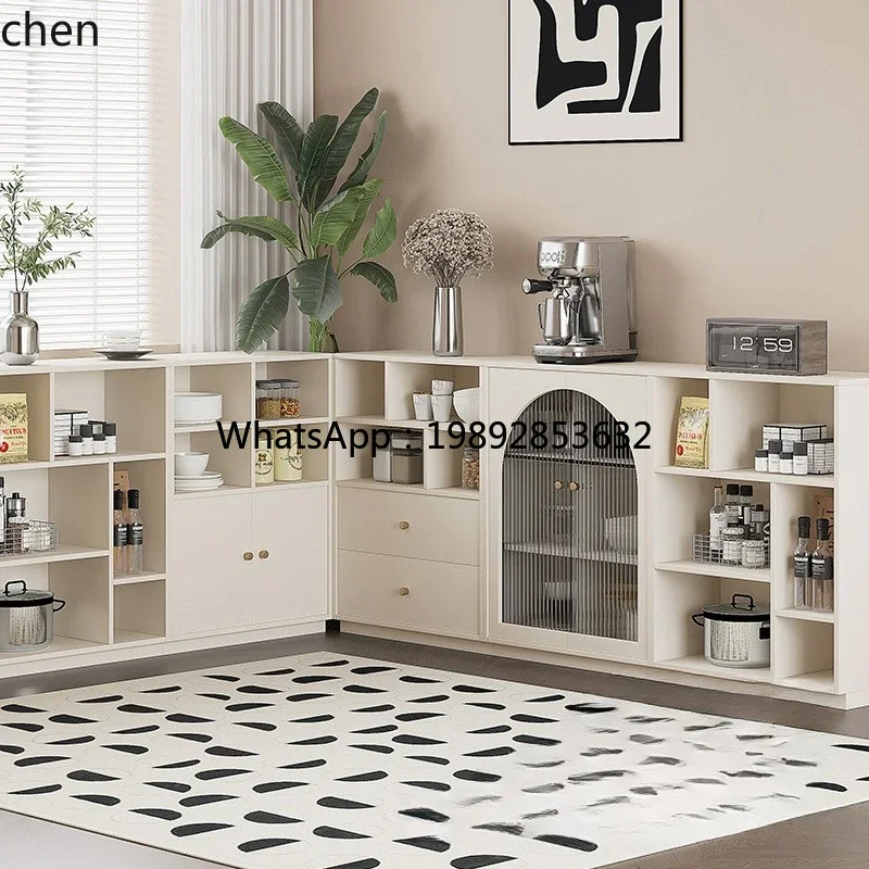 i7   Cream Wind Combination Meal Side Locker Kitchen Storage Tea Coffee Side Cabinet