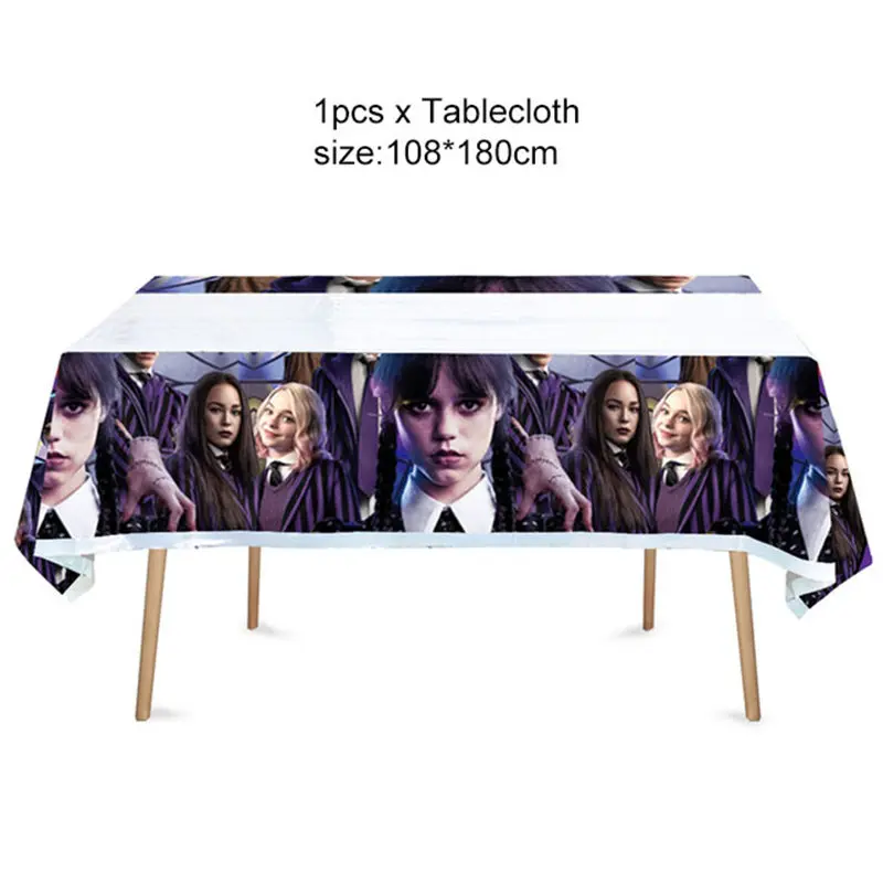 The Movie Wednesday Addams Birthday Party Decoration Banner Balloon Tableware Festive Event Supplies Home Decor Cups Background