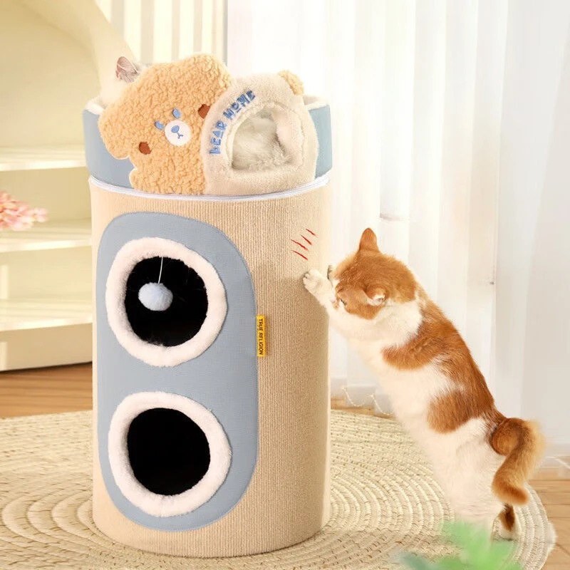 Multi-layer warm enclosed cat house Sisal cat scratching board Useful in all seasons Multi-function cat climbing frame