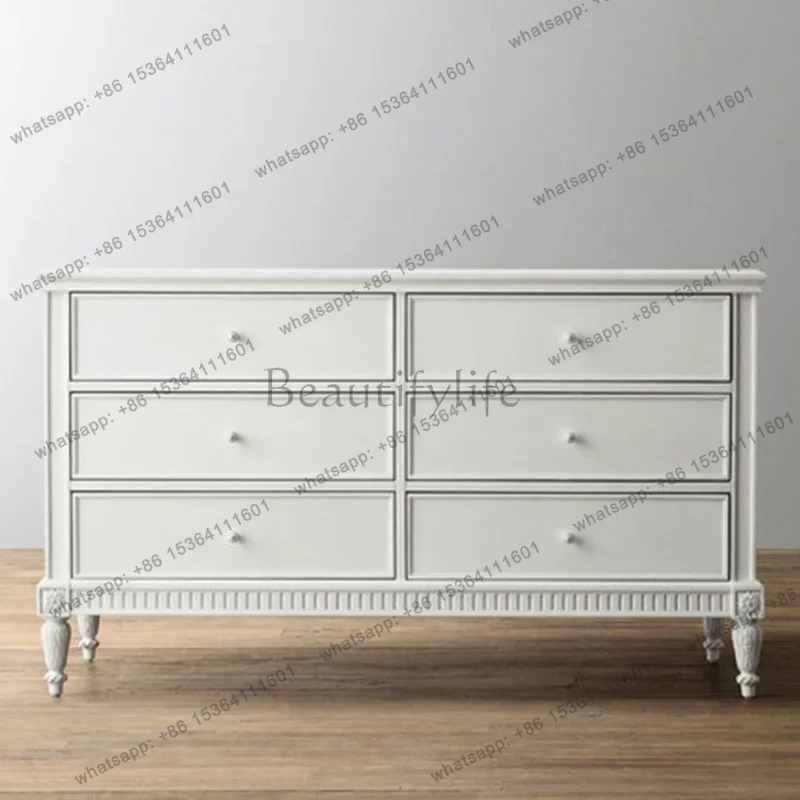 

Американский шкаф-комод из массива дерева в стиле лайт-люкс, современный минималистичный домашний шкафчик, белый шкаф для хранения вещей в спальне в стиле французского кантри.