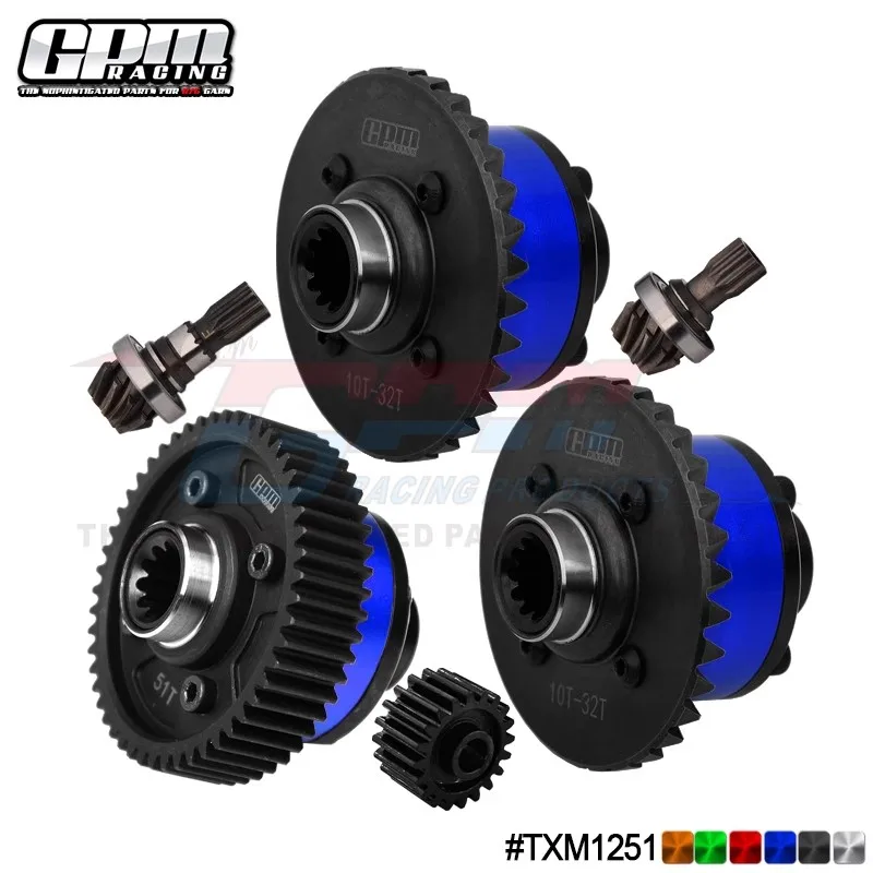 GPM Carbon Steel +7075 Alu Front+Middle+Rear Complete Differential Differential Gear For TRAXXAS 1/5 X-MAXX 8S XRT