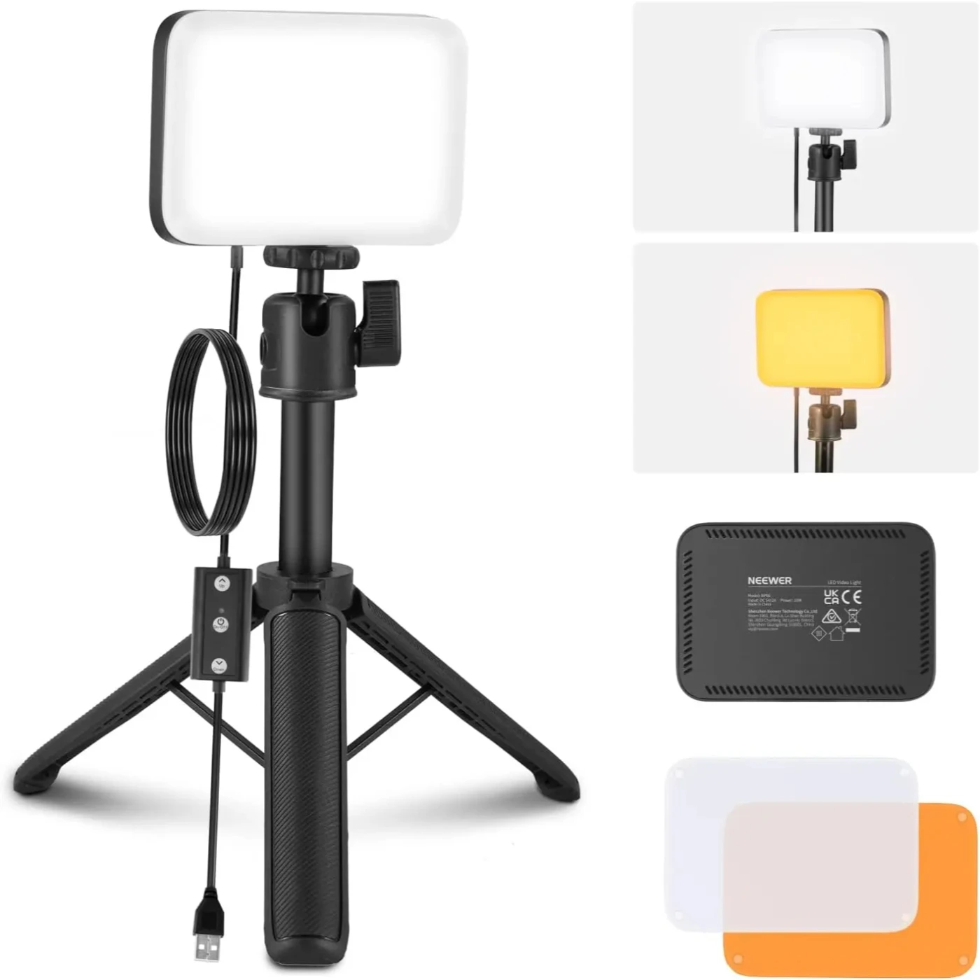 

NEEWER BASICS LED Video Panel Desk Light, Bi Color Dimmable Video Conference Lighting Kit with Desktop Tripod Stand/Filters